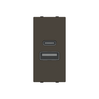 USB charger 2.000mA, 1-gang - 1M - Anthracite