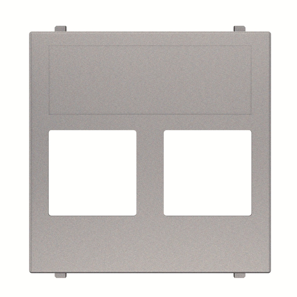 Cover plate for data outlet 2-gangs - 2M - Silver