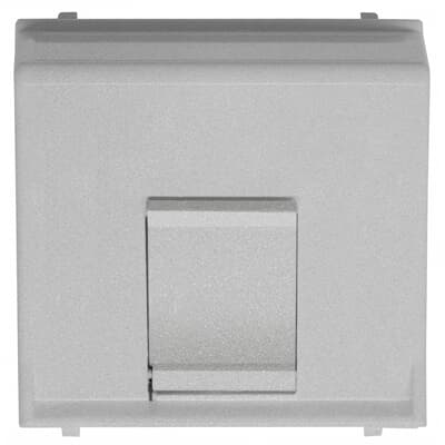 Cover plate for data outlet 1-gang at 45º with shutter - 2M - Silver