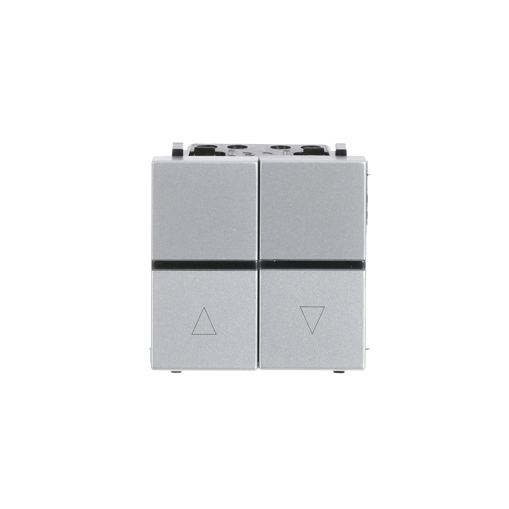 Push-button blind  control 2-gangs - 2M - Silver