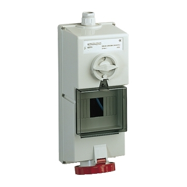 [82771] SOCKET W/INTERLOCK RAIL DIN 32A 3P-N-E  