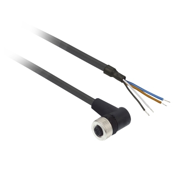 [XZCP1241L5] FEMALE, M12, 4PIN, ELBOWED PREWIRED CONN