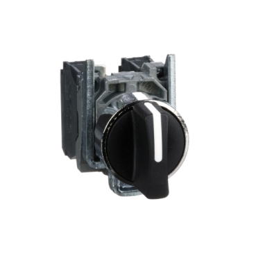 [XB4BD53] SELECTOR SWITCH, metal, black, Ø22, 3 positions, spring spring return, 2 NO                       