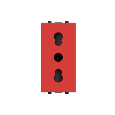 [2CLA213300N7001] Italian P17/11 socket outlet 16/10A - 1M - Red