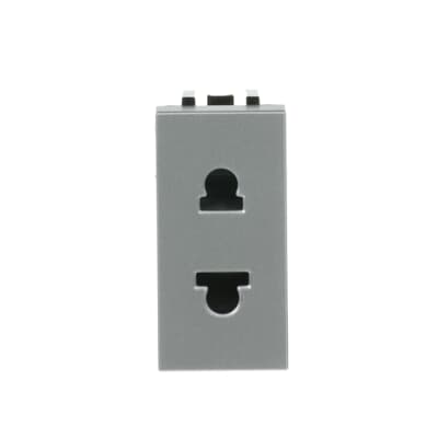 [2CLA213501N1301] Euro-American unearthed socket outlet - 1M - Silver