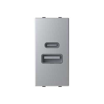 [2CLA218500N1301] USB charger 750mA, 1-gang - 1M - Silver