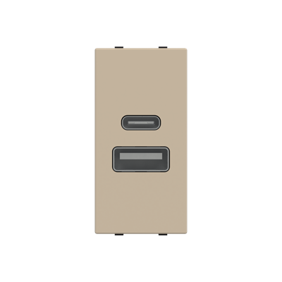 [2CLA218500N1901] USB charger 750mA, 1-gang - 1M - Champagne
