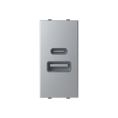 [2CLA218520N1301] USB charger 2.000mA, 1-gang - 1M - Silver