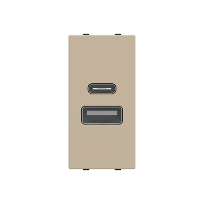 [2CLA218520N1901] USB charger 2.000mA, 1-gang - 1M - Champagne