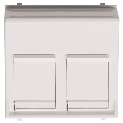 [2CLA221680N1101] Cover plate for data outlet 2-gang at 45º with shutters - 2M - White