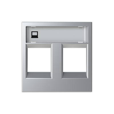 [2CLA221820N1301] Cover plate for data outlet 2-gangs - 2M - Silver