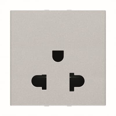 [2CLA223801N1301] Euro-American earthed socket outlet - 2M - Silver