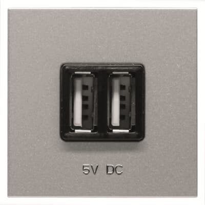 [2CLA228500N1301] USB charger 1.500mA, 2-gang - 2M - Silver