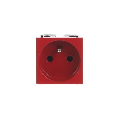 [2CLA228760N7001] French/Earth-pin socket outlet screwless - 2M - Red
