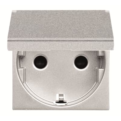 [2CLA228810N1301] Schuko socket outlet with lid - 2M - Silver