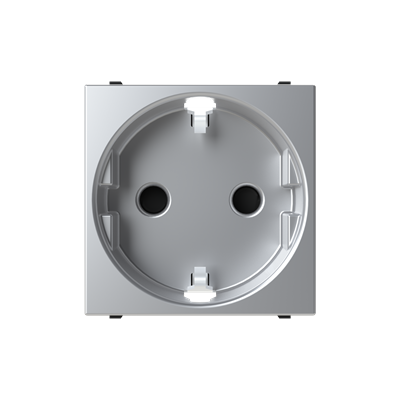 [2CLA228860N1301] Schuko socket outlet srewless terminal - 2M - Silver