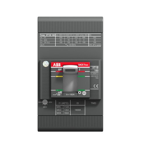 [1SDA066809R1] MCCB, XT1B 160 TMD 160-1600 3p F F, 18 KA, 3P